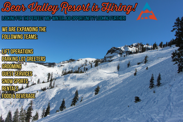 Bear Valley Resort is Now Hiring!