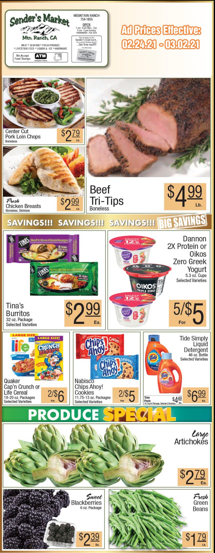 Sender’s Market’s Weekly Ad & Grocery Specials Through March 2nd.  Shop Local & Save!
