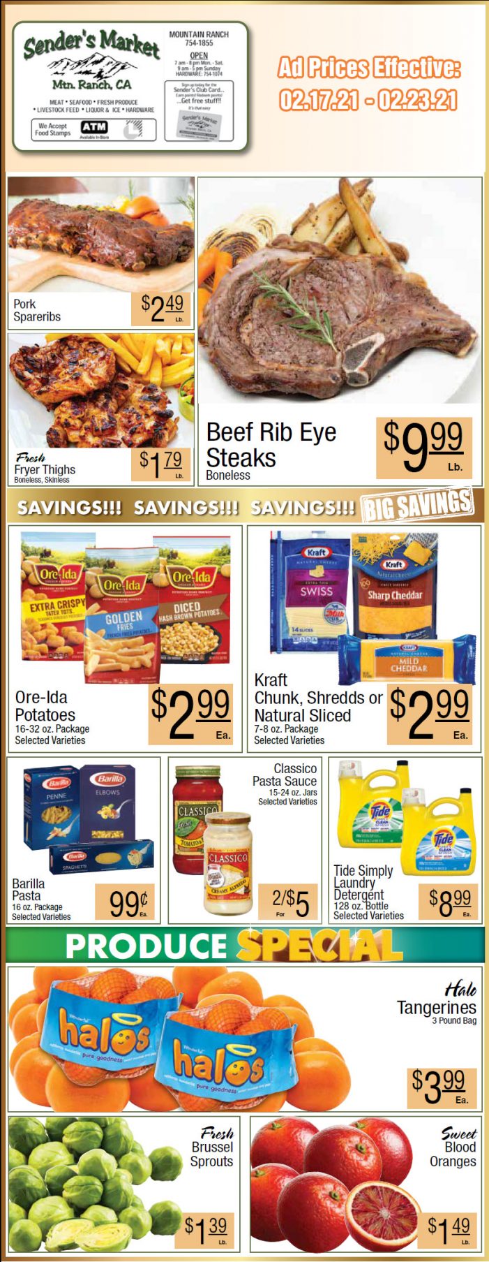 Sender’s Market’s Weekly Ad & Grocery Specials Through February 23rd!  Shop Local & Save!