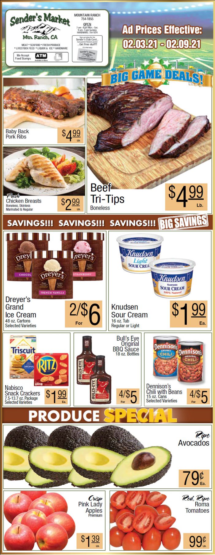 Sender’s Market’s Weekly Ad & Grocery Specials Through February 9th!  Shop Local & Save!