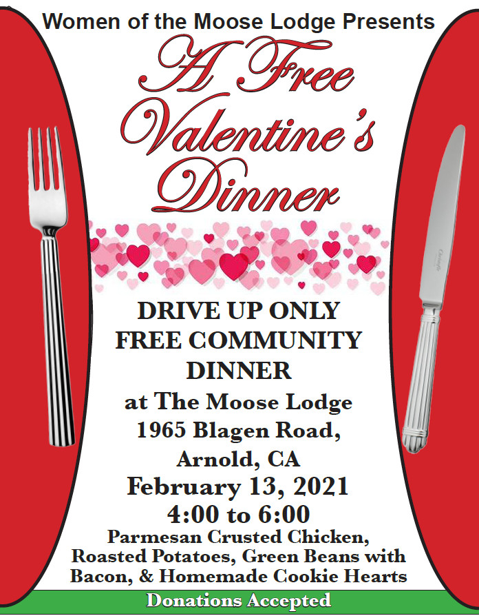 Women of the Moose Present A Free Valentine’s Dinner!!