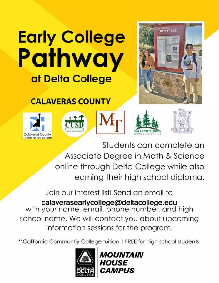 Calaveras County Students Can Graduate High School with  an Associate Degree from Delta College