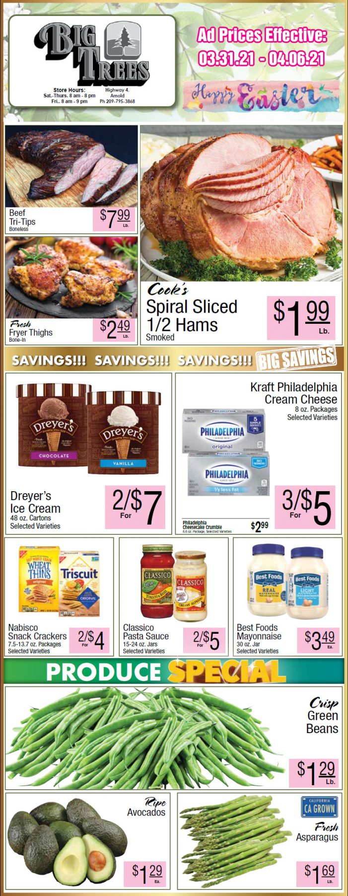 Big Trees Market Weekly Ad & Grocery Specials Through April 6th!  Shop Local & Happy Easter!!