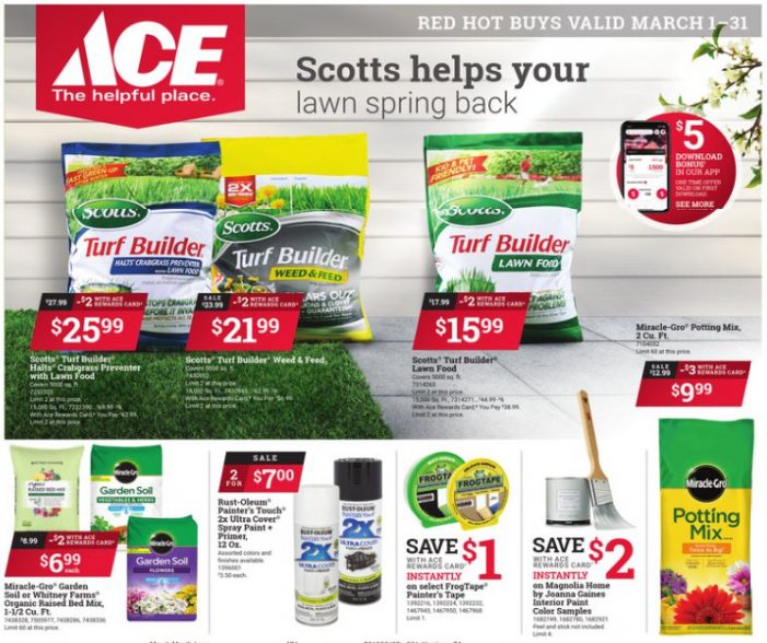 Sender’s Market Ace Hardware March Red Hot Buys!  Shop Local & Save!!