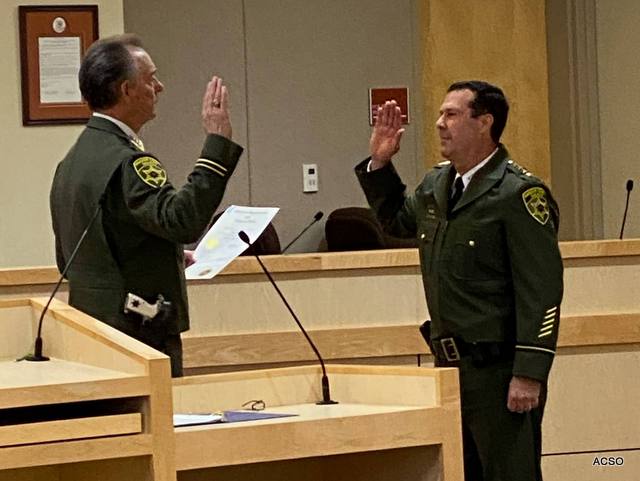 Retiring Sheriff Ryan Administered the Oath of Office for New Amador Sheriff Gary Redman