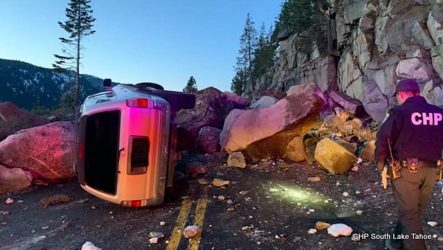 Heading to Tahoe?  One Way Traffic Control in Place on Hwy 50 at Echo Summit Due to Rock Slide