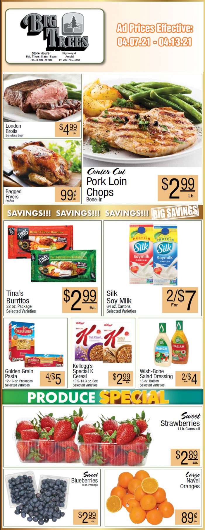 Big Trees Market Weekly Ad & Grocery Specials Through April 13th!  Shop Local & Save!!