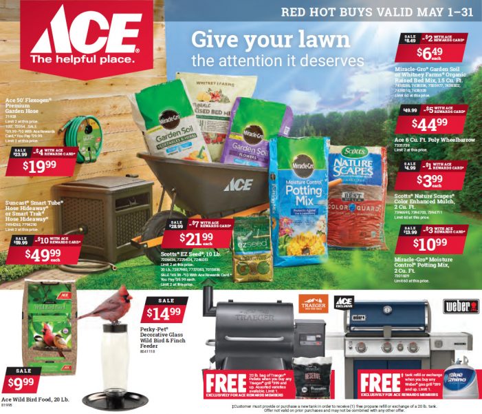 Sender’s Market Ace Hardware May Red Hot Buys!  Shop Local & Save!!