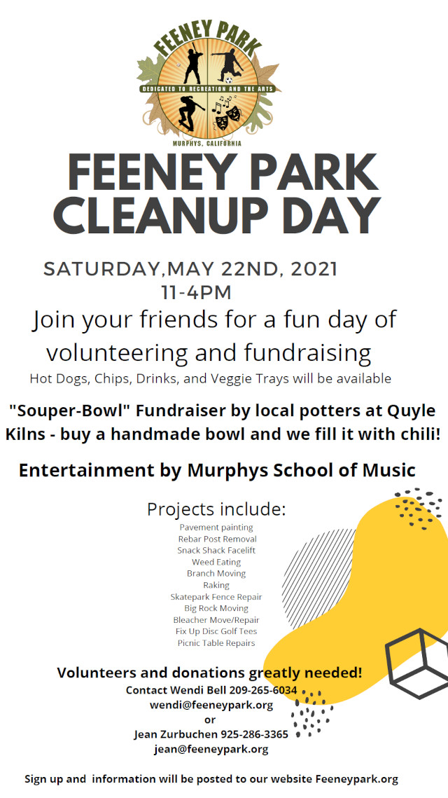 The 2021 Feeney Park Clean Up Day is May 22nd!