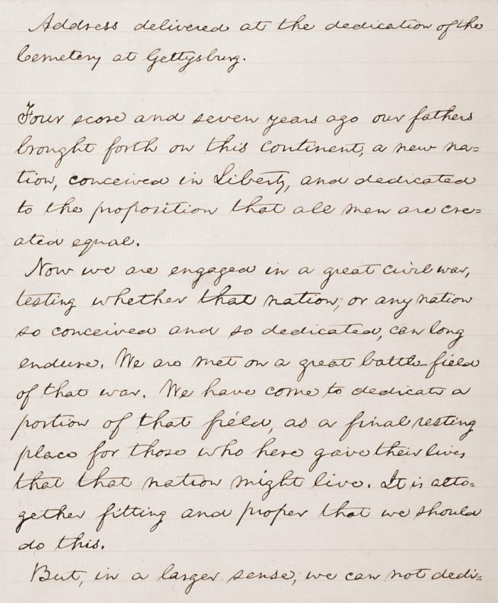 President Abraham Lincoln’s Gettysburg Address