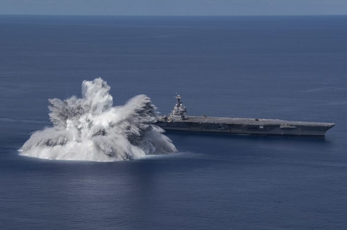 USS Gerald R. Ford (CVN 78) Completes First Full Ship Shock Trial Event