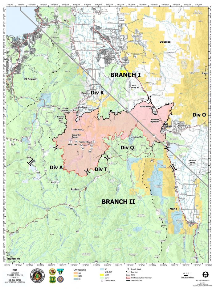 Tamarack Fire Daily Update July 28, 2021.  68,497 Acres, 59% Contained, 1,321 Total Personnel