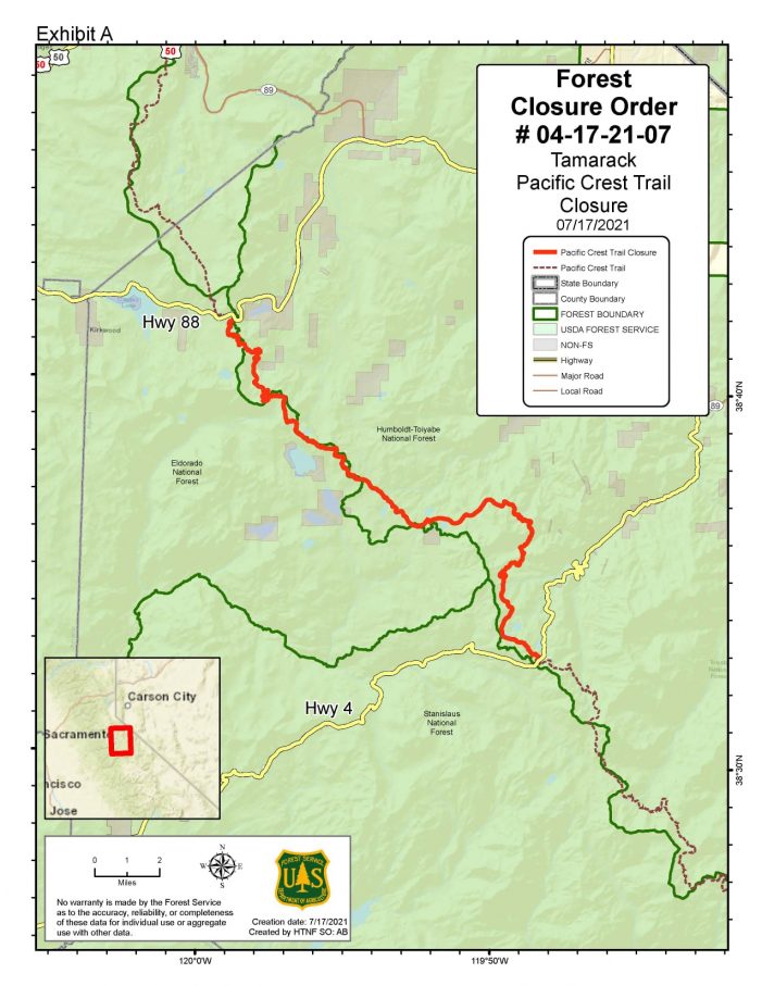 Tamarack Fire Forces Closure of Portion of Pacific Crest Trail