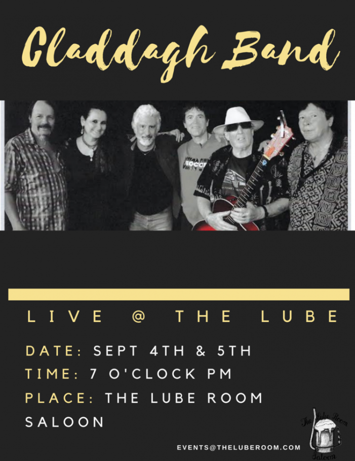 Live Music this Saturday and Sunday at the Lube Room with the Claddagh Band
