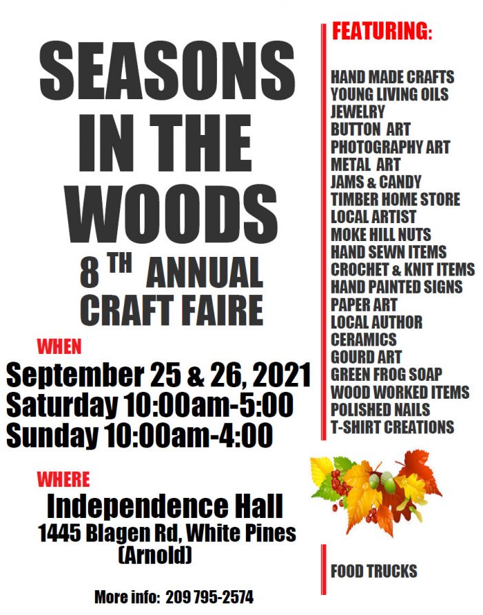Seasons In the Woods 8th Annual Craft Faire is September 25 & 26!!
