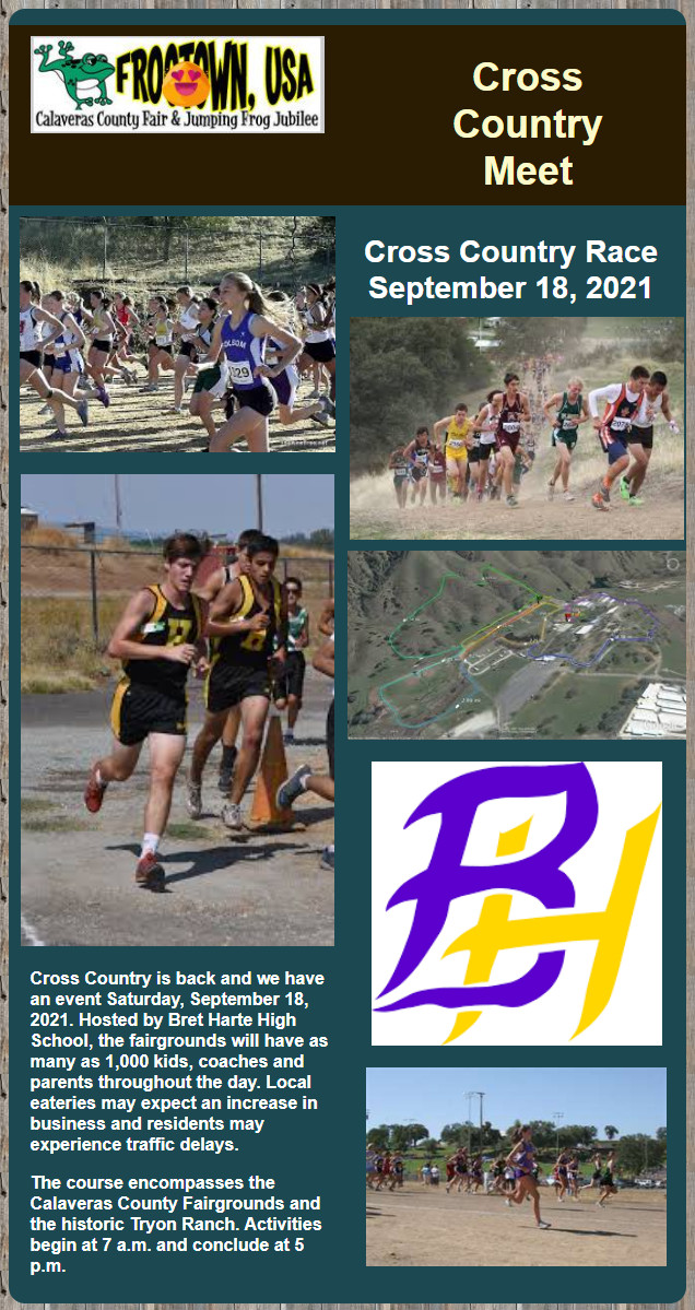 The Calaveras County Fair and Jumping Frog Jubilee Cross Country Meet is September 18th!