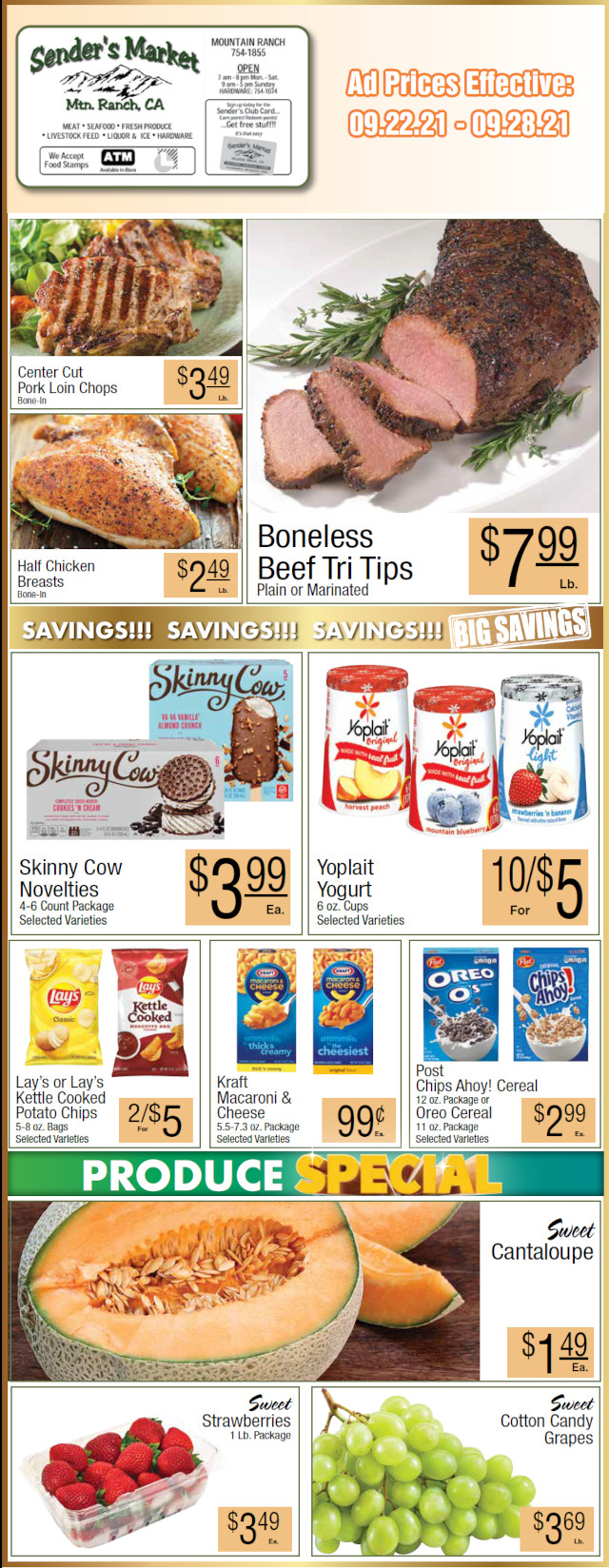 Sender’s Market’s Weekly Ad & Grocery Specials Through September 28th! Shop Local & Save!
