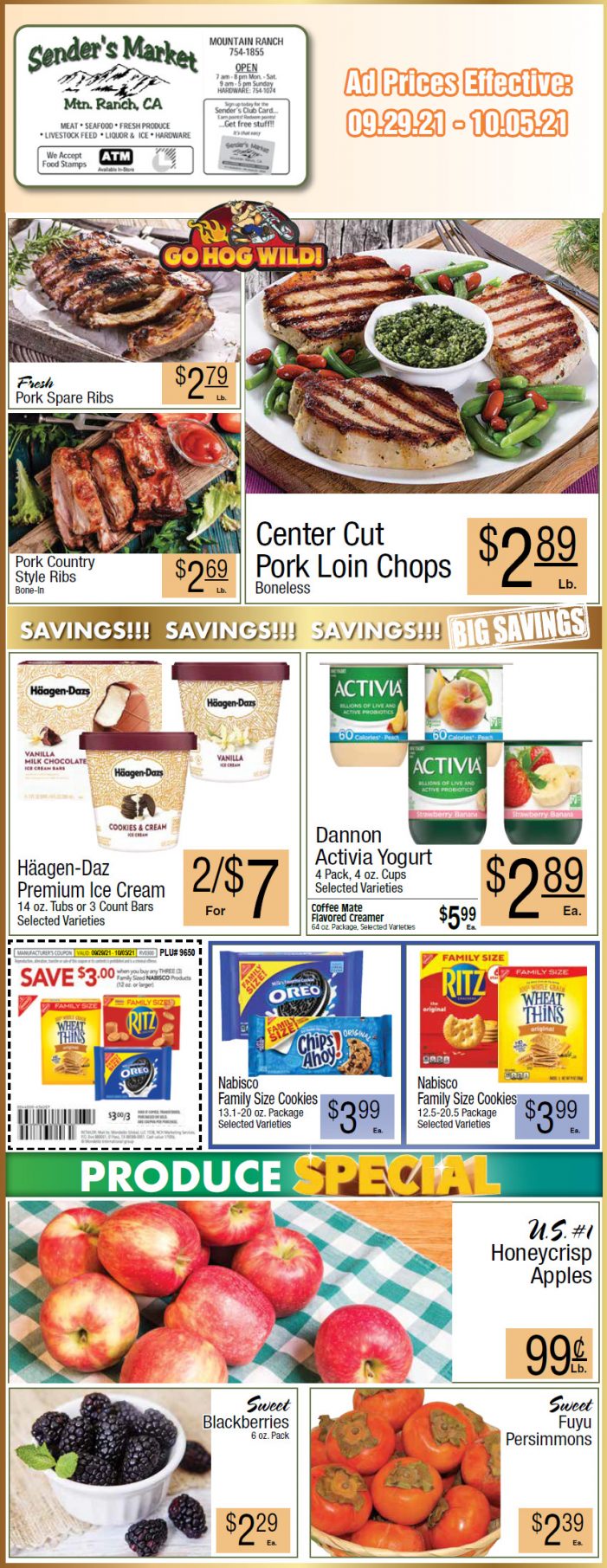 Sender’s Market’s Weekly Ad & Grocery Specials Through October 5th! Shop Local & Save!