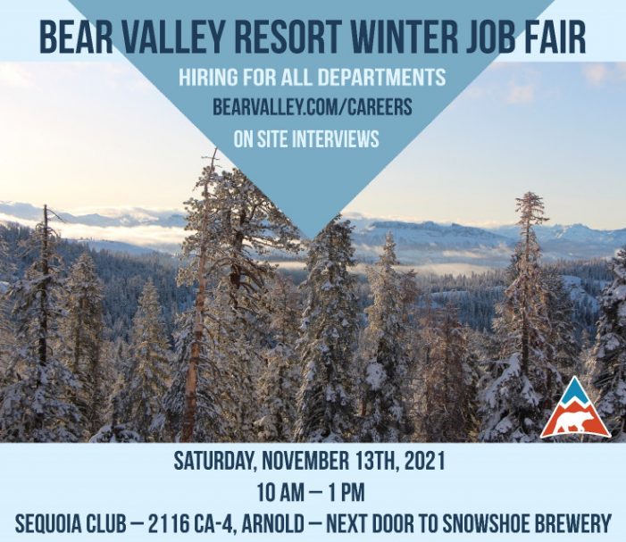 Bear Valley Resort Winter Job Fair is November 13th!
