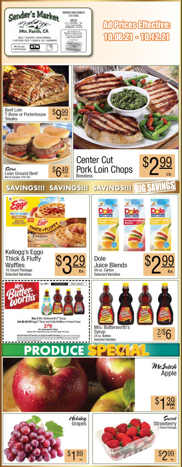 Sender’s Market’s Weekly Ad & Grocery Specials Through October 5th! Shop Local & Save!