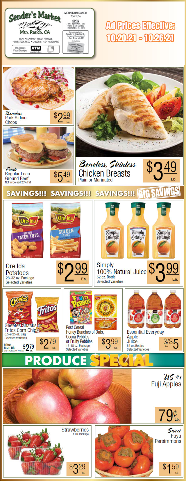 Sender’s Market’s Weekly Ad & Grocery Specials Through October 26th! Shop Local & Save!