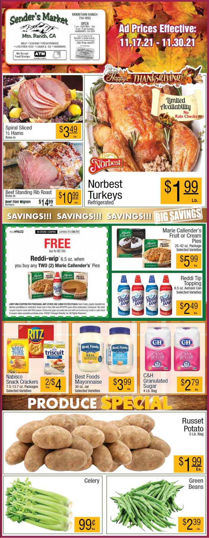 Sender’s Market’s Weekly Ad & Grocery Specials Through November 30th! Shop Local & Save!