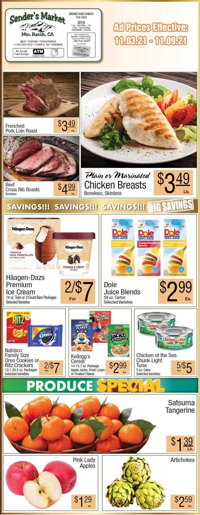 Sender’s Market’s Weekly Ad & Grocery Specials Through November 9th! Shop Local & Save!