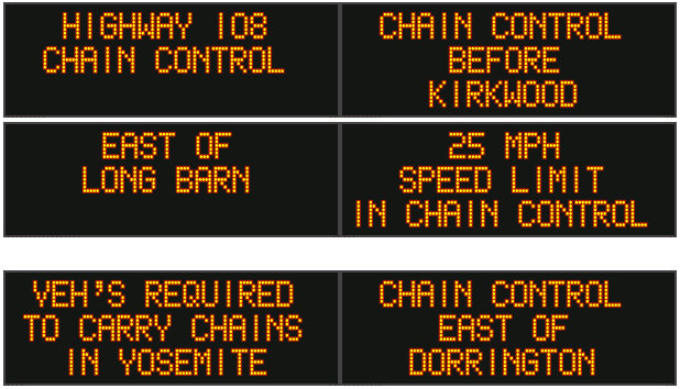 Chain Controls in Effect on Hwys 4, 88, 108 & 120