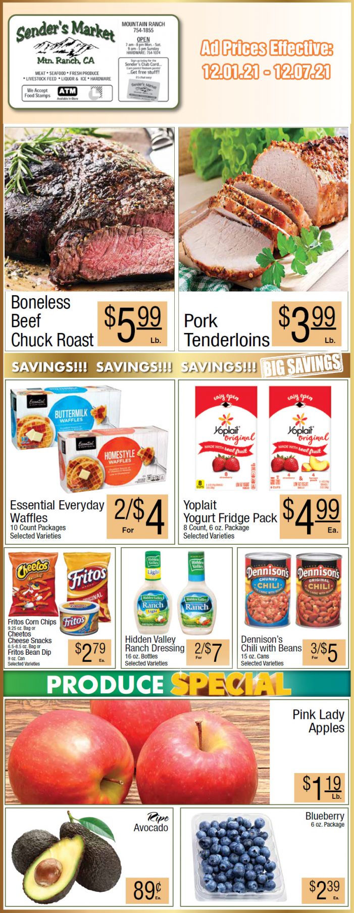Sender’s Market’s Weekly Ad & Grocery Specials Through December 7th! Shop Local & Save!