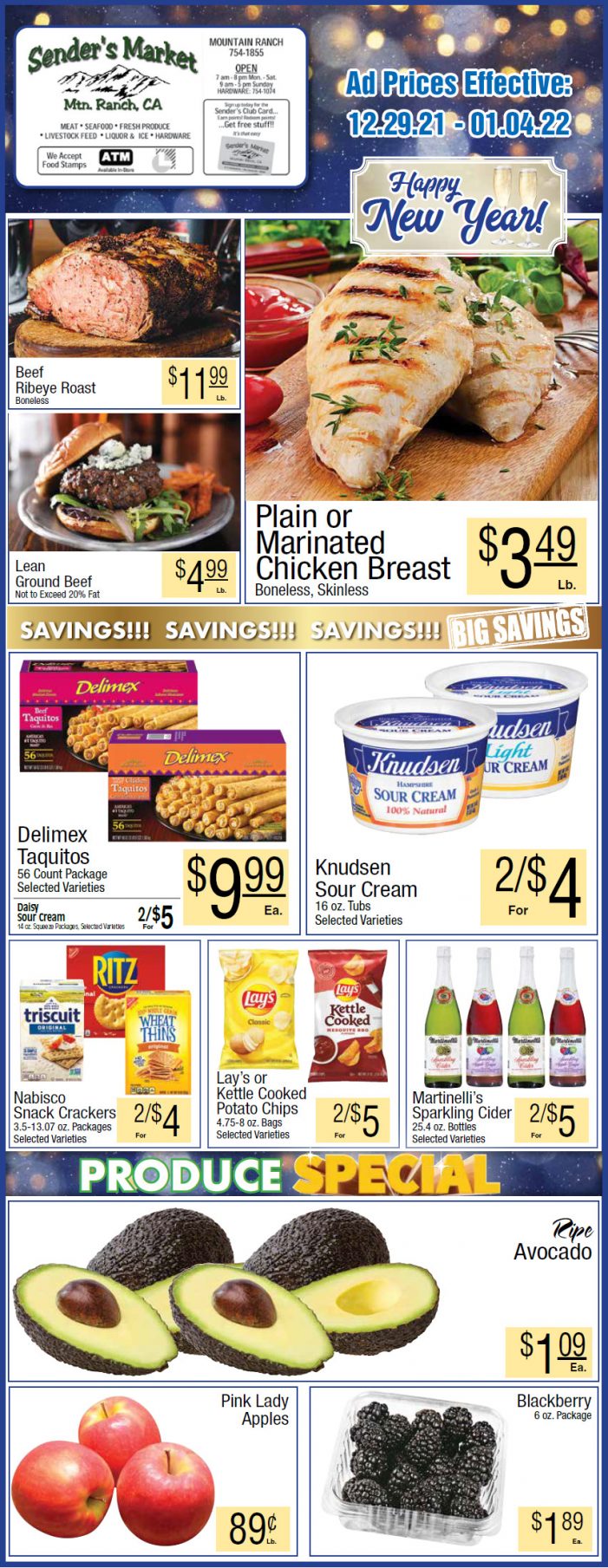 Sender’s Market’s Weekly Ad & Grocery Specials Through January 4th! Shop Local & Save!