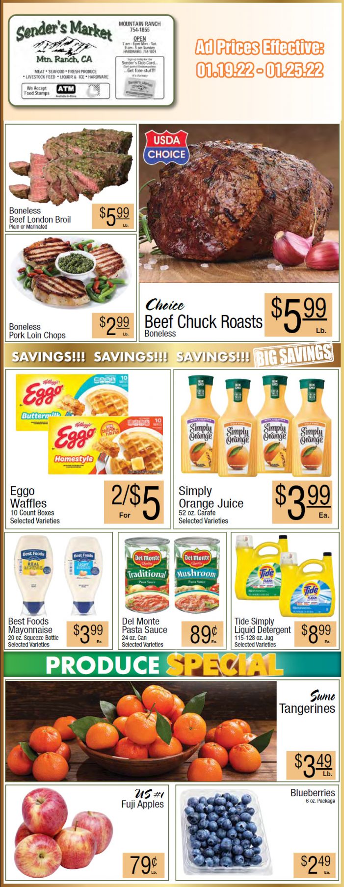 Sender’s Market’s Weekly Ad & Grocery Specials Through January 25th Shop Local & Save!