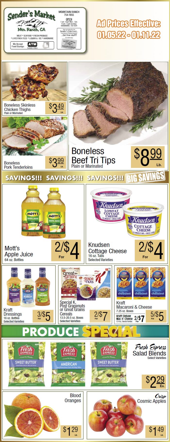 Sender’s Market’s Weekly Ad & Grocery Specials Through January 11th Shop Local & Save!