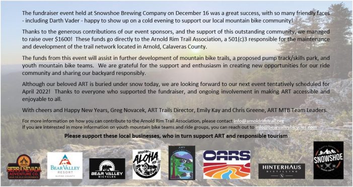 The Arnold Rim Trail Association Says Thank You!!!