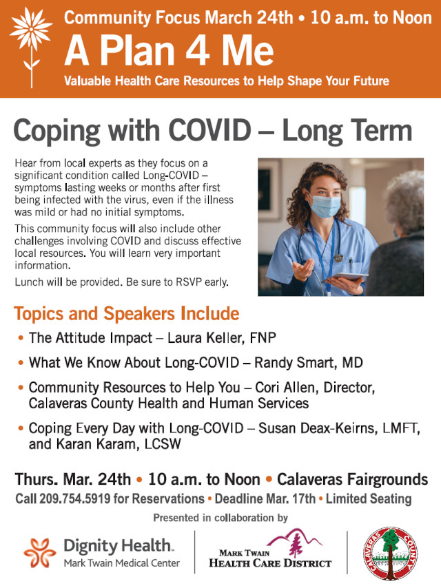 Coping with COVID – Long Term!  Community Focus on March 24th Brought to You by Mark Twain Medical Center.