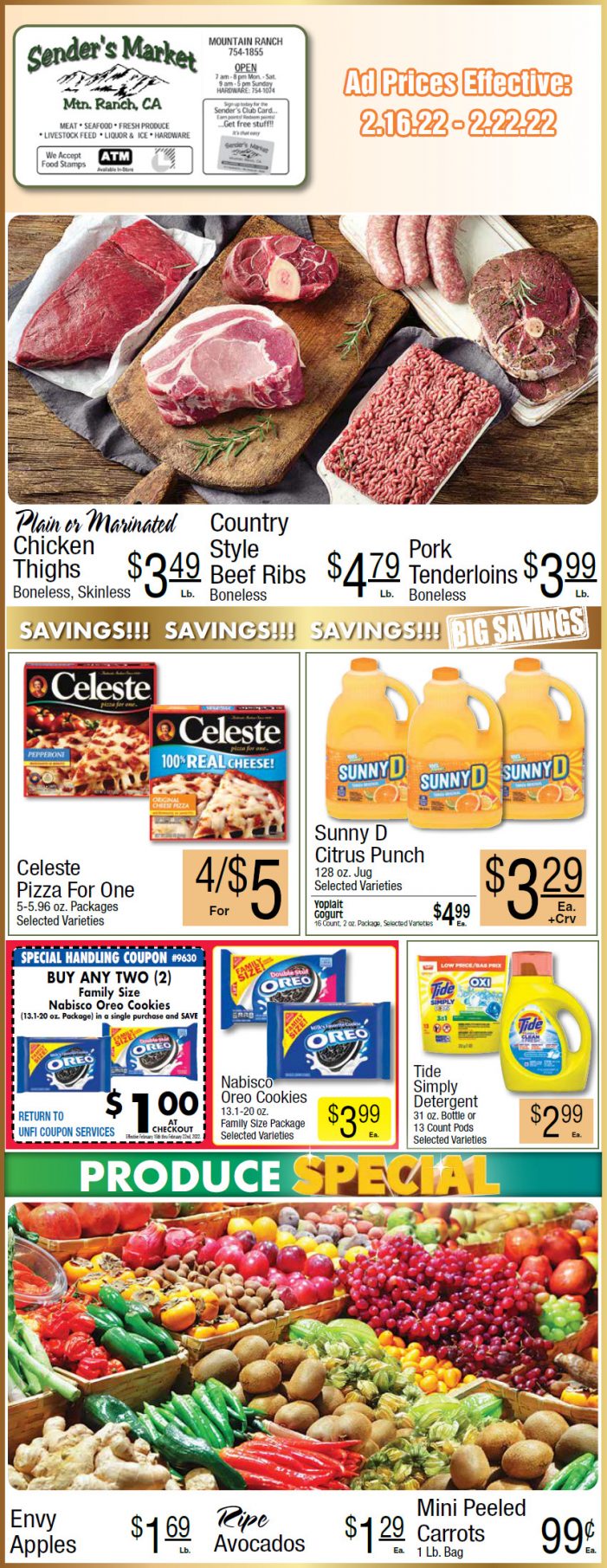 Sender’s Market’s Weekly Ad & Grocery Specials February 16th ~ 22nd! Shop Local & Save!
