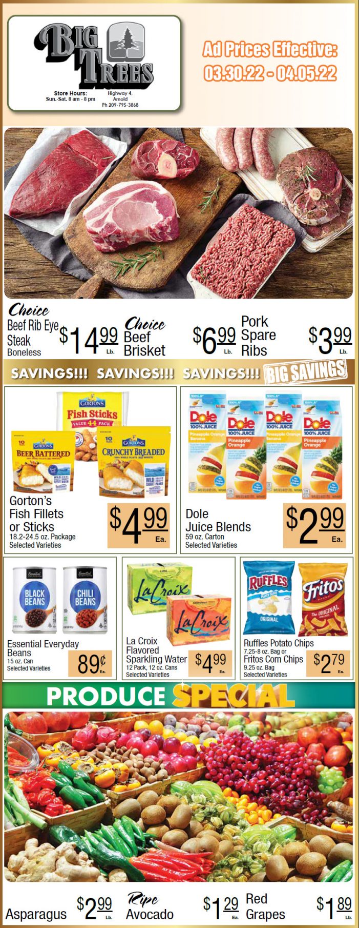 Big Trees Market Weekly Ad & Grocery Specials March 30th Through April 5th! Shop Local & Save!