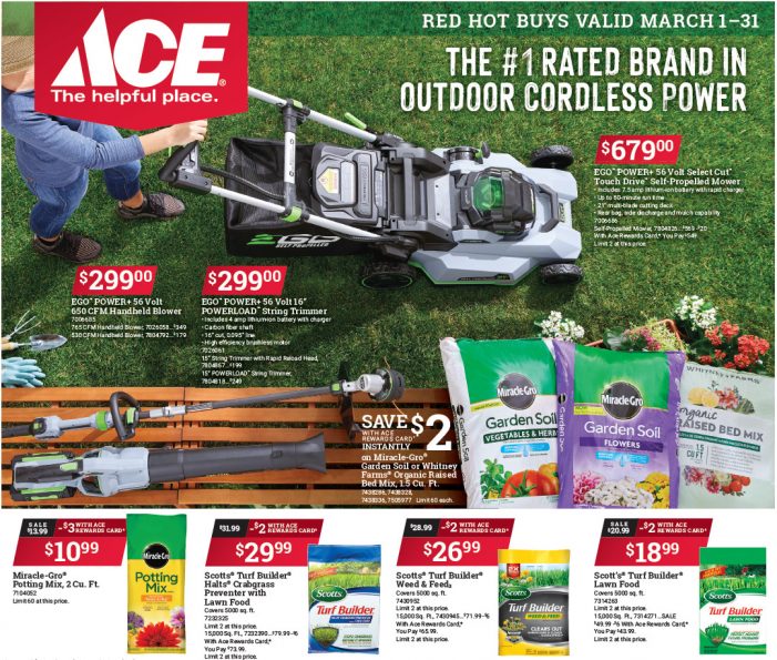Sender’s Market Ace Hardware March Red Hot Buys! Shop Local & Save!