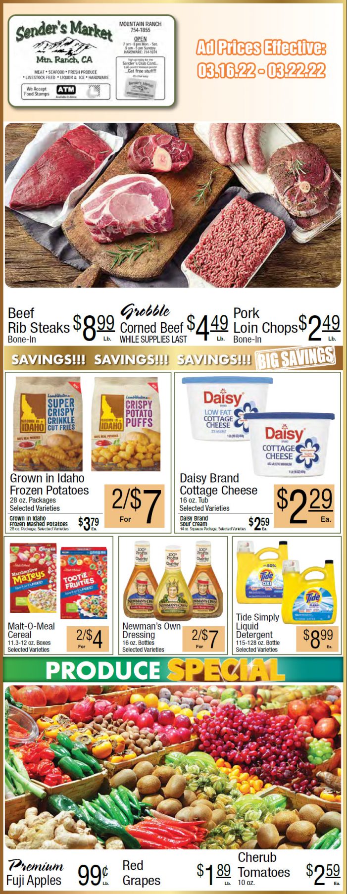 Sender’s Market’s Weekly Ad & Grocery Specials March 16th ~ March 22nd! Shop Local & Save!