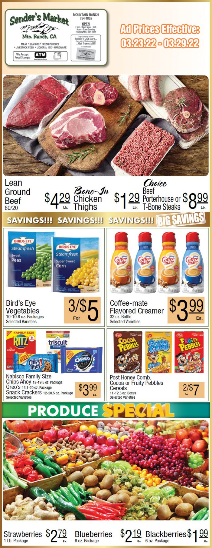 Sender’s Market’s Weekly Ad & Grocery Specials March 23rd ~ March 29th! Shop Local & Save!