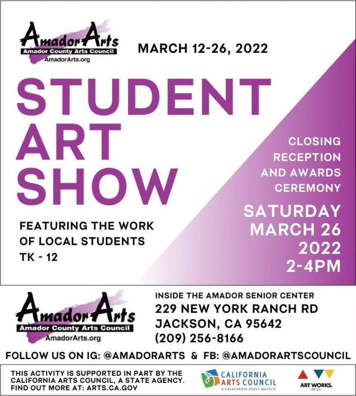 Don’t miss the Amador Arts Student Art Showcase March 26th!