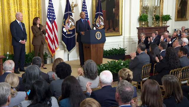 President Biden, Vice President Harris, and Former President Obama on the Affordable Care Act