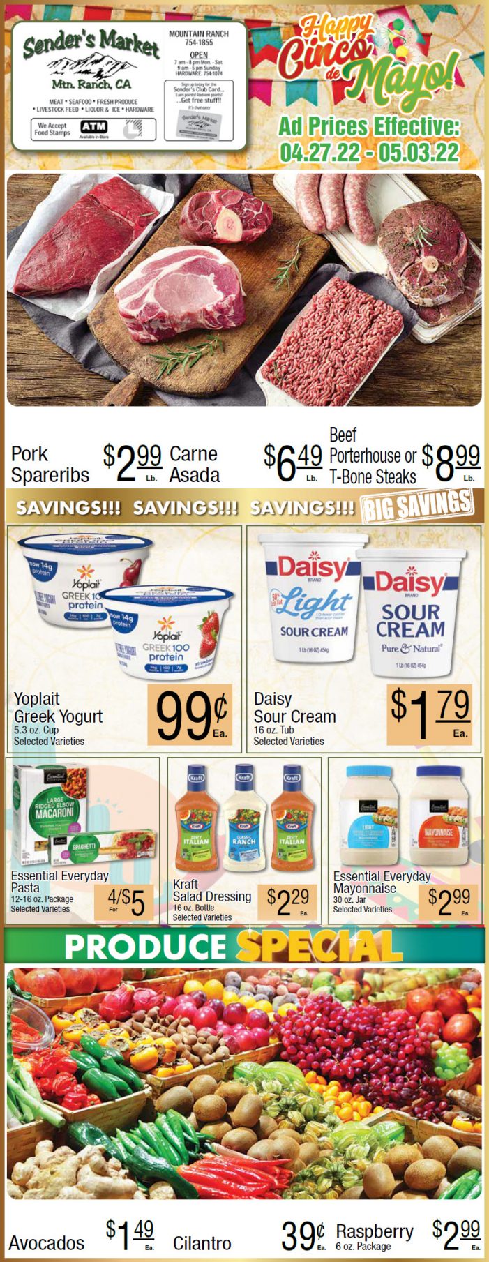 Sender’s Market Weekly Ad & Grocery Specials April 27th to May 3rd! Shop Local & Save!