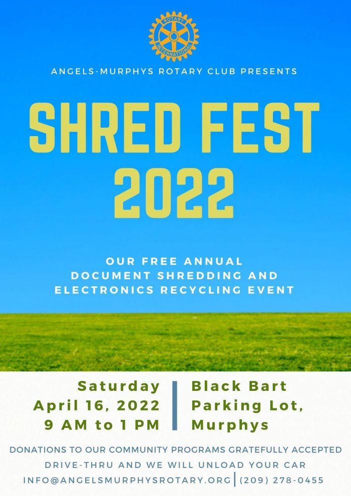 Shred Fest 2022 is Back on April 16th!  Document & Electronic Recycling Event!!