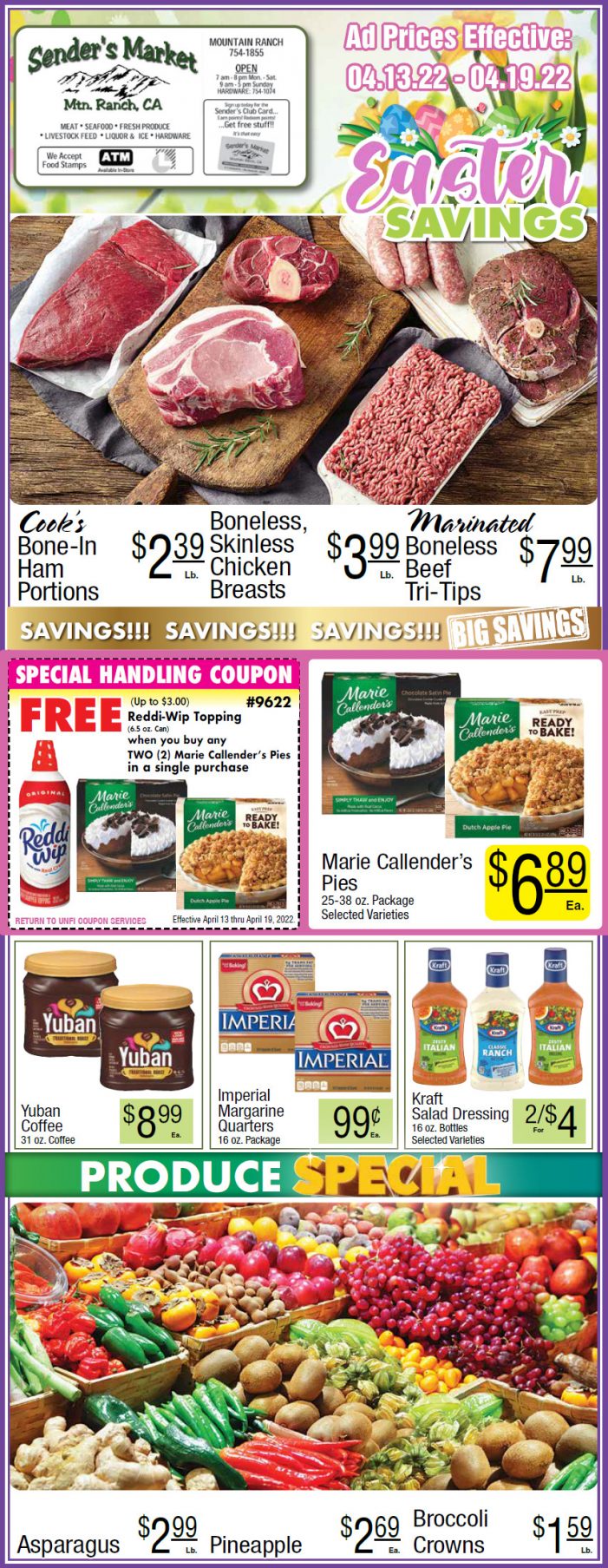 Sender’s Market’s Weekly Ad & Grocery Specials April 13th ~ April 19th! Shop Local & Save!