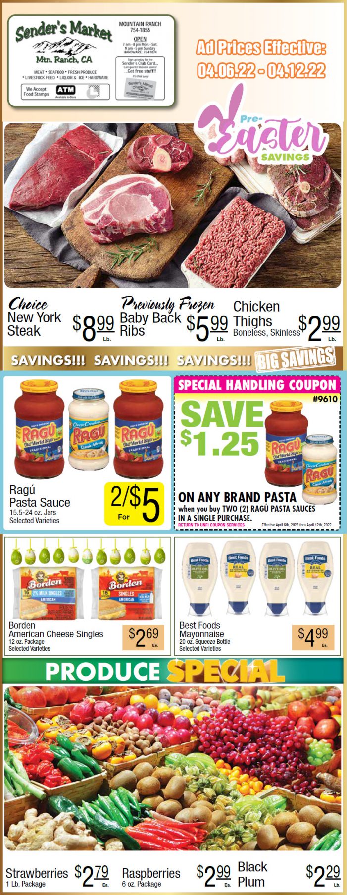 Sender’s Market’s Weekly Ad & Grocery Specials  April 6th ~ April 12th! Shop Local & Save!
