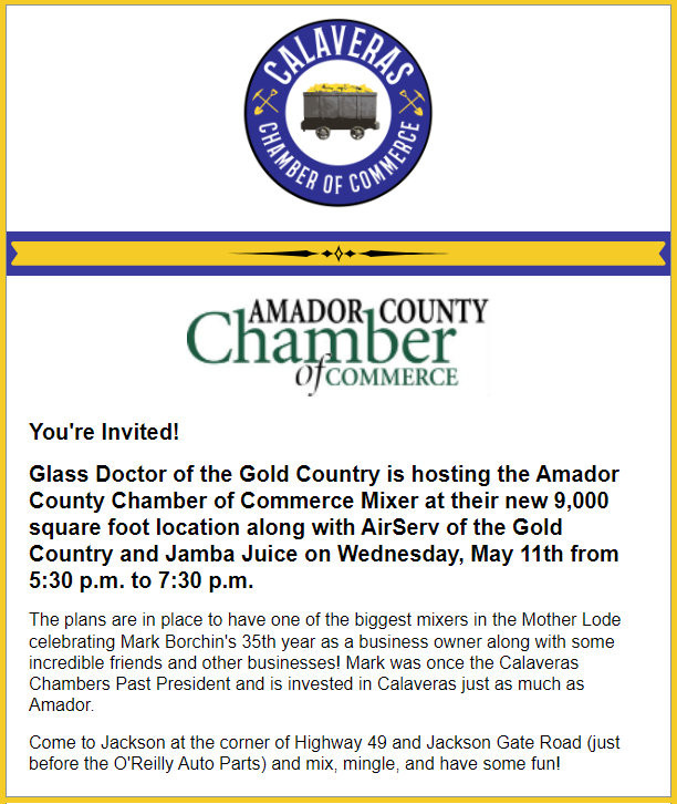 Glass Doctor of the Gold Country Chamber Mixer on May 11th