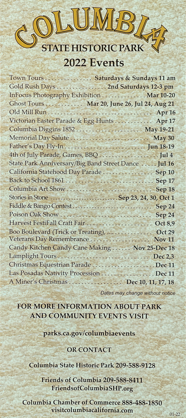 A Full Schedule of Events this Year at Columbia State Historic Park