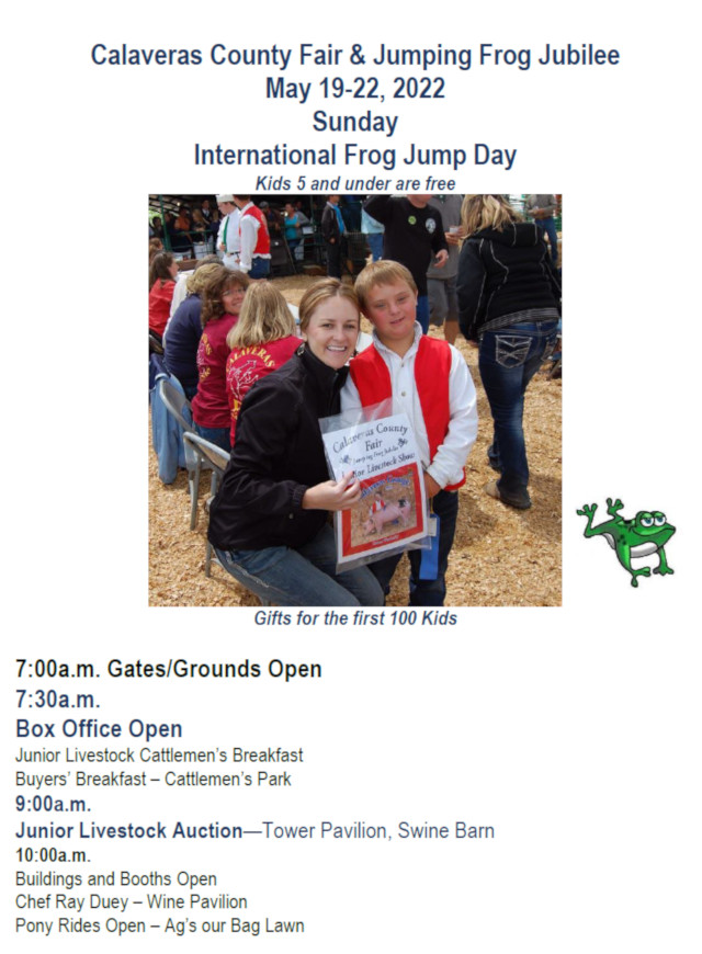 Calaveras County Fair & Jumping Frog Jubilee 2022, Day Four Schedule