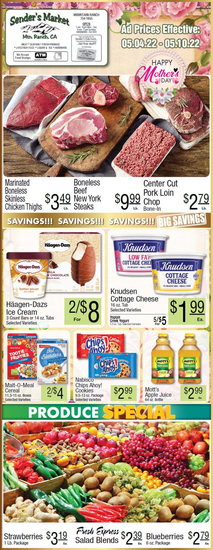 Sender’s Market Weekly Ad & Grocery Specials Through May 10th! Shop Local & Save!