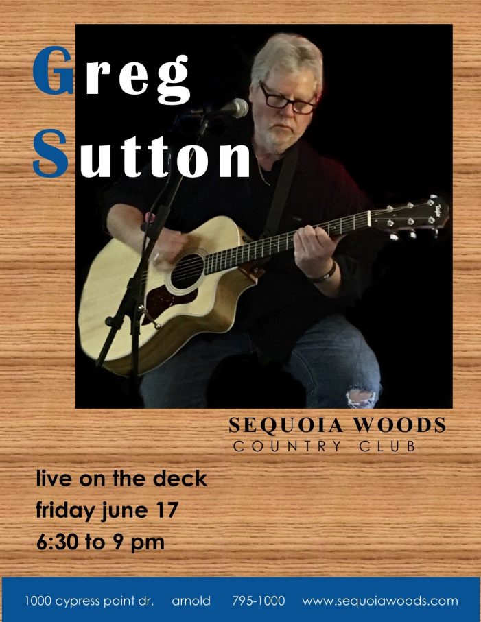 Greg Sutton Live on Deck at Sequoia Woods This Friday